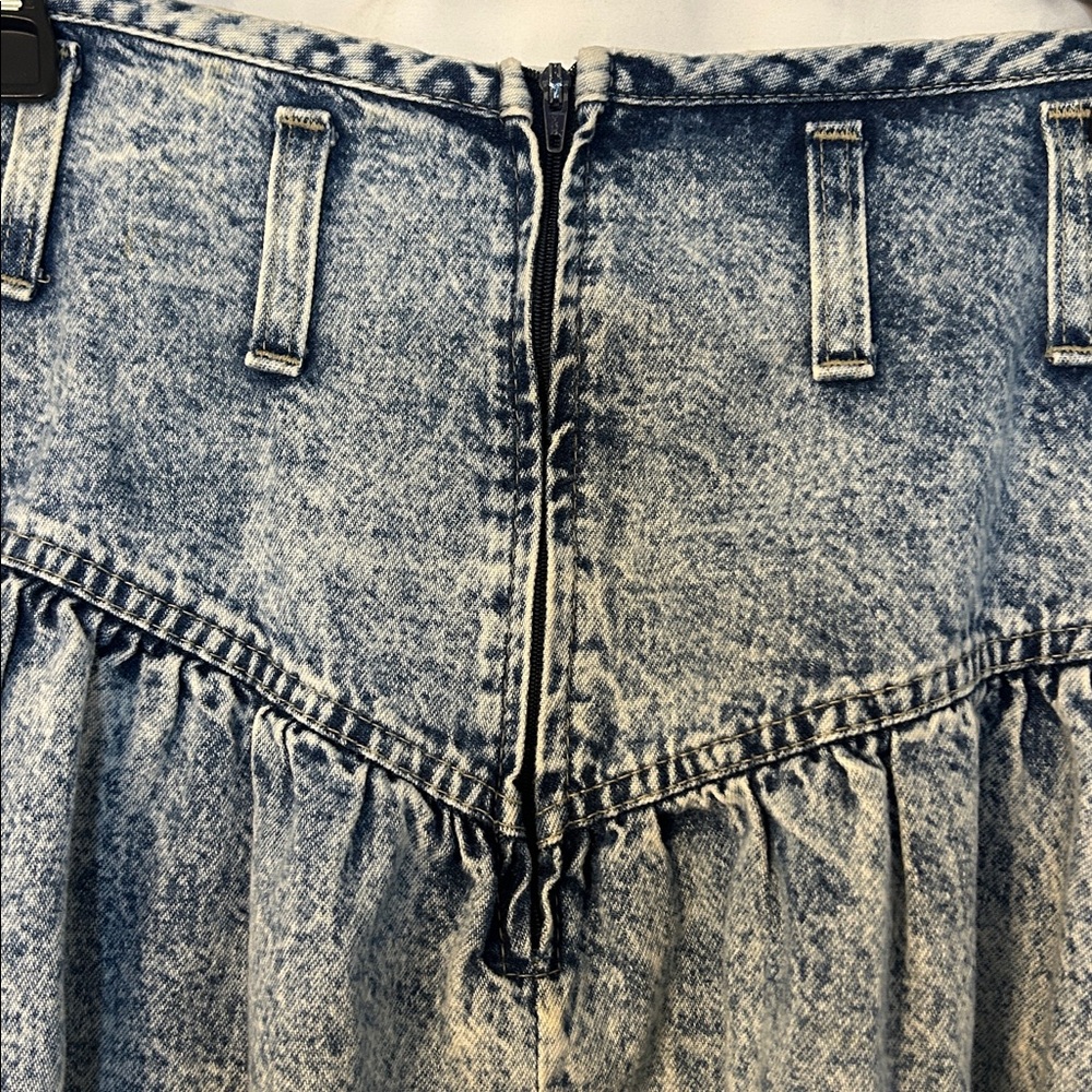 Vintage Mixed Blues Stone Washed Jean Denim Ruffle Skirt Y2K S or XS - Picture 6 of 11